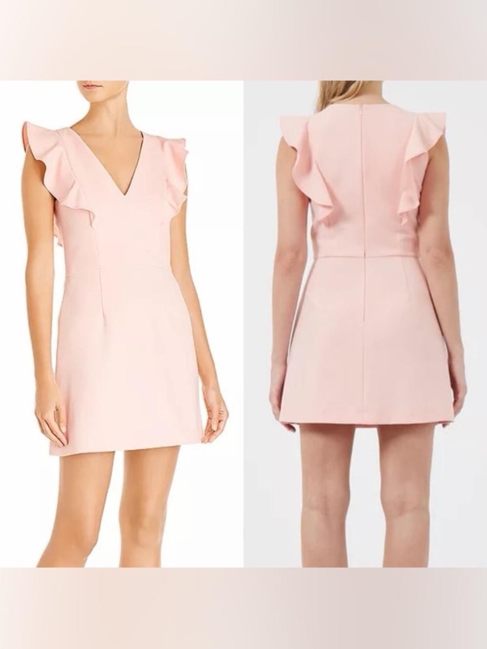 NWT French Connection whisper ruffled v neck Ruffled Mini Dress 4 true blossom